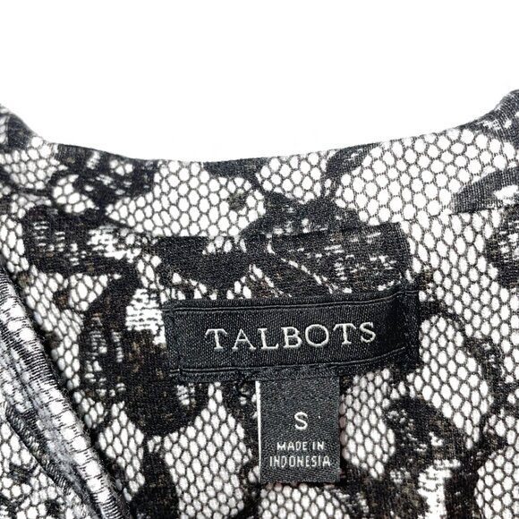 Black & White Lace Overlay Long Sleeve Top By Talbots Size S - Picture 5 of 7
